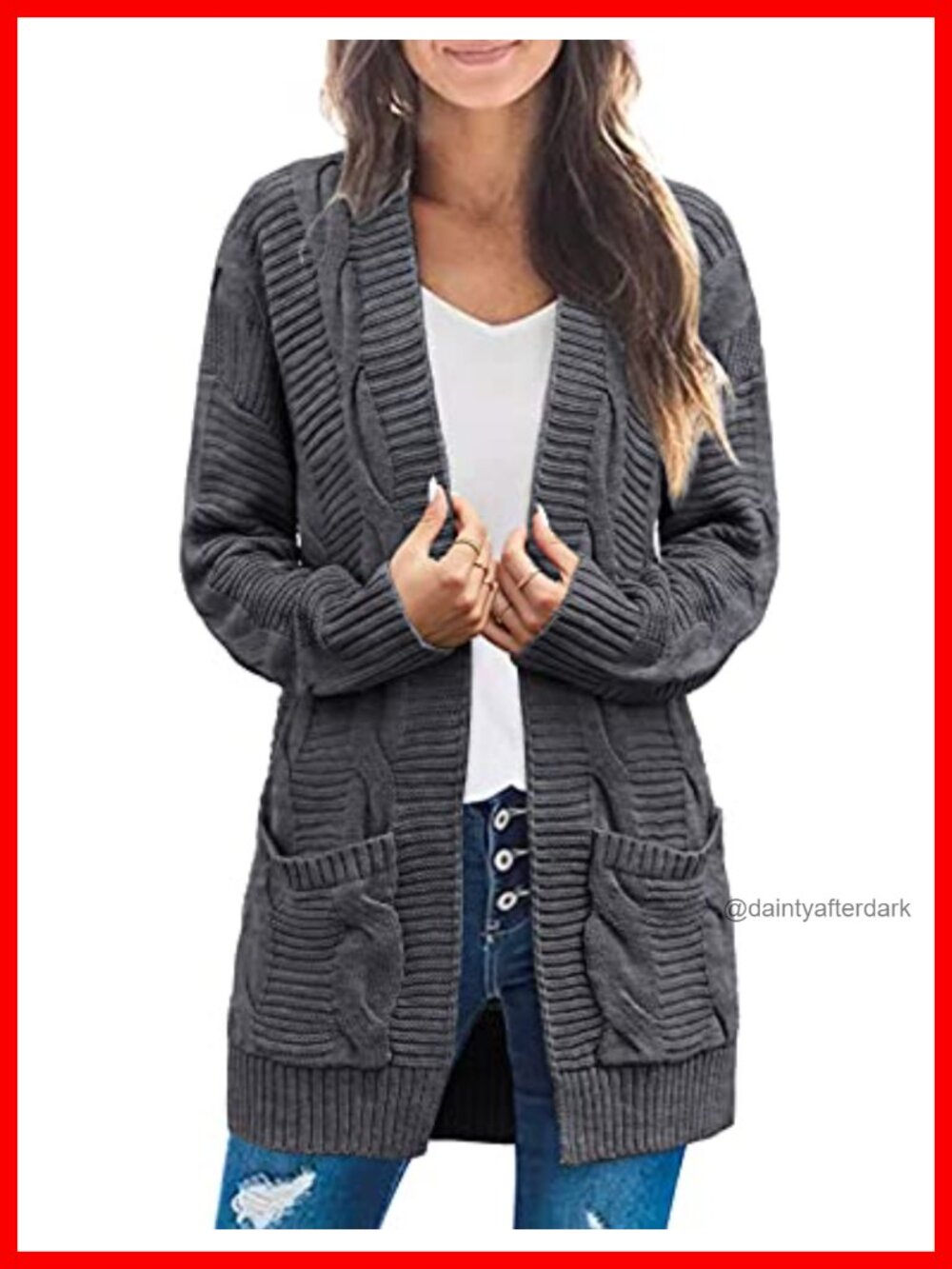 Women's Cable Knit Open Front Cardigan Sweater Loose Chunky Fall Outerwear